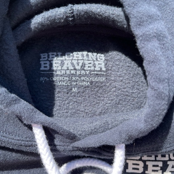 Women's Belching Beaver Hoodie Black Spell-Out Logo M Pullover Beer San Diego CA - Picture 4 of 15